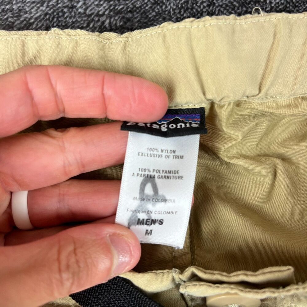 Vtg Patagonia Go II Zip Off Pants Beige Nylon Men's M Belted Cargo Zip Ankle - Picture 4 of 11
